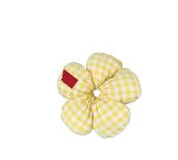 Doux fleur éponge gros intestin bandeau cheveux Plaid imprimé femme Simple rotule en caoutchouc(06 Yellow)