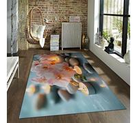 Doux Lavable Tapis de Salon Basalte Pierres Bougies Rose Orchidée Spa de Jardin pour Chambre Antidérapant Tapis À Pils Bas Décor De Maison 160x200cm
