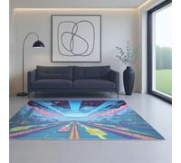 Doux Lavable Tapis Intérieur Et Extérieur Moquette Bleu Vert Voiture du Futur Science-Fiction 60_x_90_cm Convient au Salon, à la Chambre, au Bureau