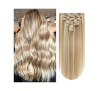Doux Lot de 8 extensions cheveux à clipser 100% humains P8/613, couleur marron, blond méché Long(24inches,120g-1 pack)