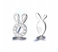 Doux Mignon Ajouré Lapin S925 Boucles D'Oreille en Argent Sterling Femelle Petit Diamant Frais Asymétrique Boucles D'Oreilles de Carotte, GeRRiT, or