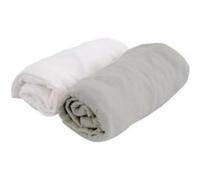 Doux nid lot 2 draps-housses jersey blanc et gris perle 70 x 140 cm G