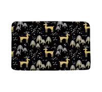 Doux Paillasson Avant Arbres de Noël Noirs Pin Elk Flakes de Rennes Tapis d'Entrée Tapis de Bain 40×60cm pour Entrée,Cour,Couloir