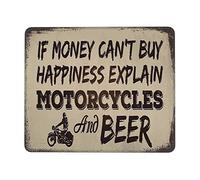 Doux Tapis de Bureau, Si l'argent ne Fait Pas Le Bonheur, expliquez Les Motos et la bière Gaming Mousepad Antidérapante Tapis de Souris Gaming pour Ordinateur Joueurs Professionnels