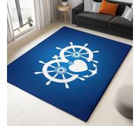 Doux Tapis de Minimalist, Lavable Tapis Imprimé Voilier Amour à Poils Courts - Paillasson Antidérapant Moquette pour Chambre Salon - Bleu Marine 60 x 90 cm