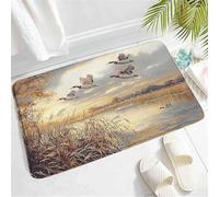 Doux Tapis de Porte Canards Sauvages Automne Pays en Plein air Riverside Reed l lac Volant Oiseau Sauvage Faune Rurale Tapis de propreté Tapis de Bain 40×60cm pour Chambres,Balcon,Entrée