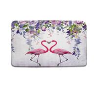 Doux Tapis de Porte Flamingo Aquarelle Fleur Rustique Animal Sauvage Printemps Romantique Tapis de propreté Tapis de Porte 40×60cm pour Entrée,Couloir,Chambres