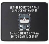 Doux Tapis de Souris d'Ordinateur, Chat, Laisse-Moi Te Servir Un Grand Verre de Gaming Mousepad Base en Caoutchouc Tapis de Gaming pour Ordinateur Souris Jeux