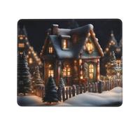 Doux Tapis de Souris d'Ordinateur, Maison du Village de Noël 4 Imprimer Mouse Pad Résistant à Usure Tapis de Souris de Jeu pour Les capteurs de Jeu Joueurs Professionnels Claviers