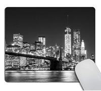 Doux Tapis de Souris Gaming Manhattan Skyline Brooklyn Bridge Nuit Souris de Gaming Mousepad 25x30cm pour PC,Bureau,Joueurs Professionnels