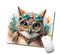 Doux Tapis de Souris Steampunk hibouille avec des Lunettes Sci-FI Aquarelle Mousepad Gaming Mousepad 25x30cm pour Souris,Les capteurs de Jeu,PC