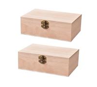 Douyif Boîte en Bois Naturel avec Couvercle - Coffret Brut Non Fini pour Peinture DIY et Gravure L'Écriture (Couleur du Journal, 15x10x6cm)