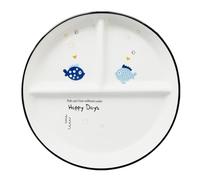 DouYuan Assiette 3 Compartiments Ceramique, Assiette Controle de Portion 8 Pouces, Assiette Reequilibrage Alimentaire Porcelaine, Assiettes Divisées pour La Perte de Poids