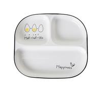 DouYuan Assiettes à 3 compartiments en céramique, assiette de contrôle des portions, assiette de régime pour perdre du poids, en porcelaine, assiette à collation avec compartiments