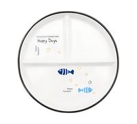 DouYuan Assiettes divisées en porcelaine, rondes à 3 compartiments en céramique, pour perte de poids, parfaites pour une alimentation équilibrée