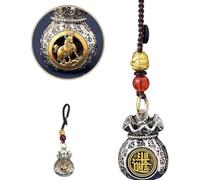 Douze sac zodiaque Dieu de la richesse, pendentif sac d'argent rempli de prospérité quotidienne et de fortune, pendentif sac porte-bonheur rotatif, sac de bénédiction rotatif, sac fait à la main Dieu