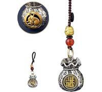 Douze sac zodiaque Dieu de la richesse, pendentif sac d'argent rempli de prospérité quotidienne et de fortune, pendentif sac porte-bonheur rotatif, sac de bénédiction rotatif, sac fait à la main Dieu