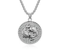 Douze signes du zodiaque plein diamant titane acier collier hiphop niche personnalité tenue tendance pendentif