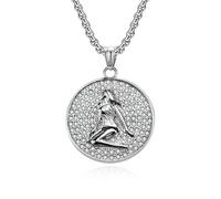 Douze signes du zodiaque plein diamant titane acier collier hiphop niche personnalité tenue tendance pendentif