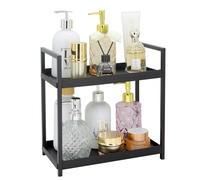 Douzi Étagère de rangement à 2 niveaux pour salle de bain, maquillage et articles de toilette pour chambre à coucher, cuisine et évier, organiseur de cosmétiques, noir