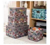 DOUZIO Boîtes De Rangement pour Vêtements Élément De Noël Sacs à Vêtements avec Couvercle Organisateur De Garde-Robe Sacs De Rangement en Lin pour Articles Ménagers(Size:50×40×30cm,Color:Gris Noël)