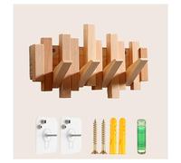 DOUZIO Porte-manteau Mural, Patère Créative En Bois, Porte-manteau Suspendu, Crochets Peu Encombrants Pour Entrée, Salon, Cuisine Et Salle De Bain(Size:4 Hooks,Color:Bois)