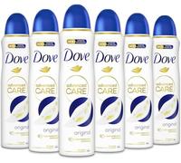 Dove Advanced Care Original Déodorant en spray avec formule hydratante et douce pour la peau, sans alcool, jusqu'à 72 heures, déodorant pour homme et femme, lot de 6 x 150 ml
