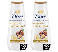 DOVE - Crème de douche Advanced Care Surgras Nourrissant - A l'huile d'argan - Testé dermatologiquement - Sensation de peau douce pendant 24h (lot de 2x 400ml)