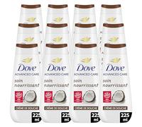 DOVE - Crème de douche Advanced Parfum Coco et Amande - Soin nourissant - Testé dermatologiquement - Sensation de peau douce pendant 24h (lot de 12x225ml)