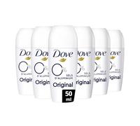 Dove 0% Déodorant Roll On 48h Original Sans Aluminium Ni Alcool pour Femme avec 1/4 Crème Hydratante 6X50ml