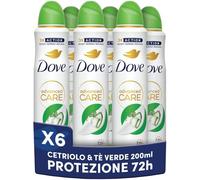 Dove Déodorant Spray Advanced Care Go Fresh Concombre formule hydratante et délicate, peau sèche jusqu'à 72 heures, déodorant homme et femme, 6 pièces de 200 ml