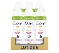 DOVE - Déodorant Femme Invisible Care Zinc Protect - Spray Compressé - 0% Alcool - 72h de protection anti-odeurs(lot de 6x100ml)
