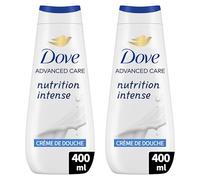 DOVE Gel Douche Nutrition Intense 0% Sulfate 2x400ml | Nourrit et Prend Soin des Peaux Sèches, 24h Sensation Peau Douce Comme un Lait Corporel, Testé Dermatologiquement