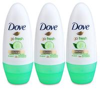 Dove Go Fresh Lot de 3 déodorants à bille anti-transpirants Parfum concombre et thé vert 50 ml