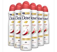 Dove, Go Fresh Lot de 6 déodorants en spray Pomme 1/4 hydratante anti-transpirante sans alcool Peau sèche jusqu'à 48h Parfum pomme Déodorant pour homme et femme 150 ml
