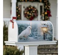 Dove - Housses magnétiques pour boîte aux lettres, lampe festive d'hiver, blanc neige, pour décoration extérieure, jardin, cour, 45,7 x 53,3 cm