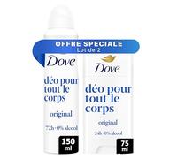 DOVE - Lot de 2 Déodorants pour Tout le Corps Original - 1x Spray 150ml + 1x Stick 75ml - Anti Odeurs et Traces Blanches 72h - Conçu pour les Peaux Sensibles
