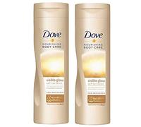Dove Lot de 2 soins corporels nourrissants Éclat visible Autobronzant progressif Lotion pour le corps clair à moyen 400 ml