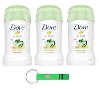 Dove Lot de 3 déodorants en stick au concombre et au thé vert avec crème hydratante 48 h - 40 ml + porte-clés Beni Culinari