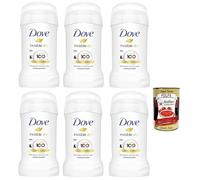 Dove Lot de 6 déodorants anti-drainants Invisible Dry Stick avec crème hydratante 1/4 hydratante zéro taches 48 heures à l'huile nutritive 6 x 40 ml + Italian Gourmet polpa 400 g