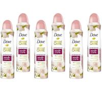 Dove Lot de 6 déodorants en spray Advanced Care, parfum jasmin et poudre, anti-transpirants, protection pendant 72 heures, aisselles douces, 0 % d'alcool, avec technologie d'hydratation de la peau