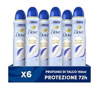 Dove Lot de 6 déodorants en spray Advanced Care Talk avec formule hydratante et douce pour la peau, sans alcool, peau sèche jusqu'à 72 heures, déodorant pour homme et femme - Lot de 6 flacons de 150