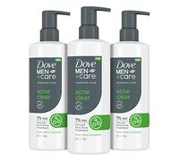 DOVE MEN + CARE Advanced Care Lot de 3 nettoyants anti-acné pour peaux sujettes à l'acné, nettoyant visage et corps avec 1 % d'acide salicylique 450 ml