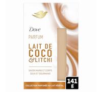 Dove Savon Mains & Corps - Parfum Lait de Coco & Litchi - 0% Sulfate* - pH Neutre - Testé dermatologiquement - 1x141g