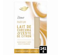 Dove Savon Mains & Corps - Parfum Lait de Curcuma & Citron - 0% Suflate* - pH Neutre - Testé dermatologiquement - 1x141g
