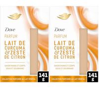 Dove Savon Mains & Corps - Parfum Lait de Curcuma & Citron - 0% Sulfate* - pH Neutre - Testé dermatologiquement - 1x141g (Lot de 2)
