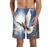 Dove Sky Short de bain pour homme à séchage rapide avec poches et cordon de serrage, blanc, 3X-Large