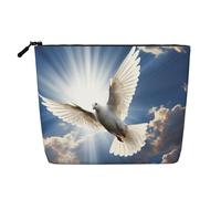 Dove Sky Trousse de maquillage pour femme en lin imperméable avec fermeture éclair légère