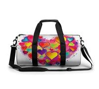 Dove Sun Art Petit sac de sport de voyage avec compartiment pour homme et femme, Cœur coloré, 17.7in/9in/9in