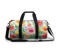 Dove Sun Art Petit sac de sport de voyage avec compartiment pour homme et femme, Fleur heureuse, 17.7in/9in/9in